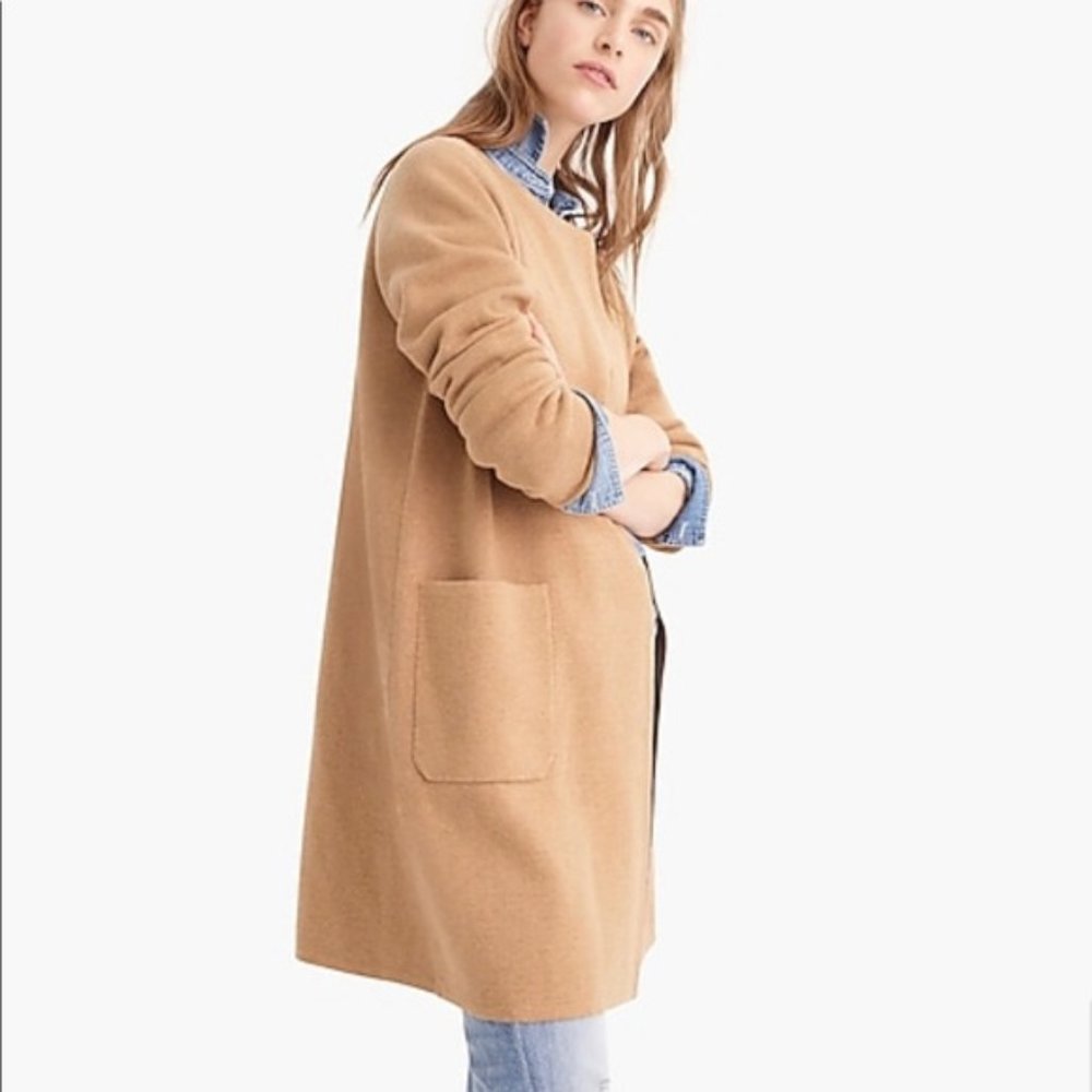 J. Crew | Juliette Long Open Sweater Blazer Jacket in Tan